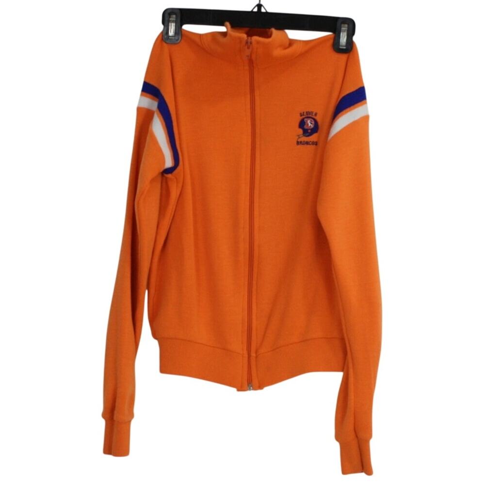 Vintage 80s Denver Broncos Womens Track Jacket Orange NFL USA
